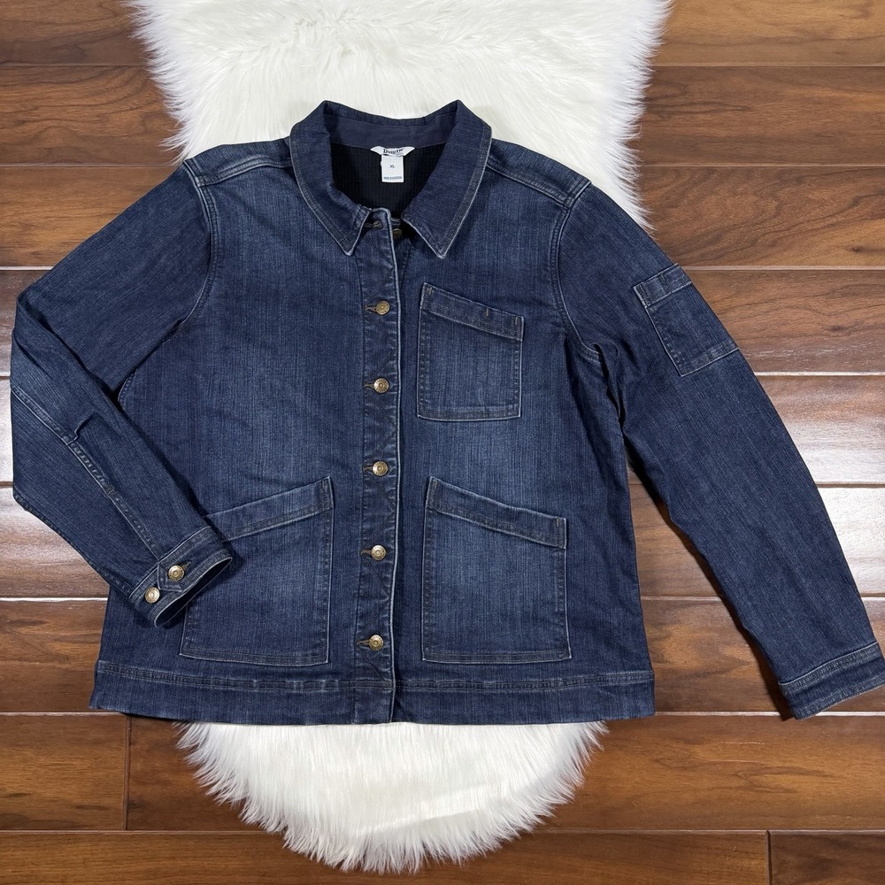 Duluth Trading Women's Size XL DoubleFlex Denim Fleece Lined Work Jacket